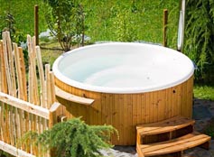 outdoor hot tub full of bubbles